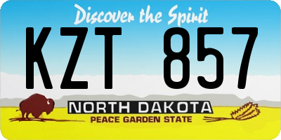 ND license plate KZT857