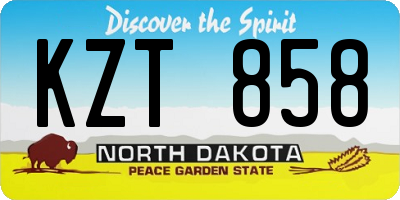 ND license plate KZT858