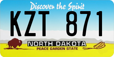 ND license plate KZT871