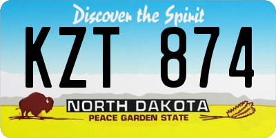 ND license plate KZT874
