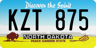 ND license plate KZT875