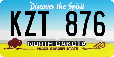 ND license plate KZT876