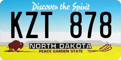 ND license plate KZT878