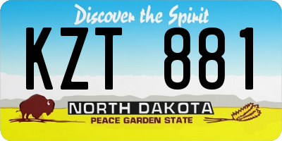 ND license plate KZT881