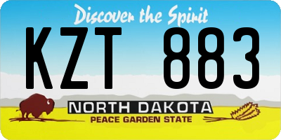 ND license plate KZT883