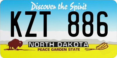 ND license plate KZT886