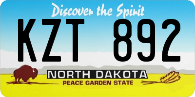ND license plate KZT892