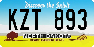 ND license plate KZT893
