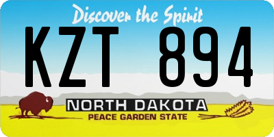 ND license plate KZT894