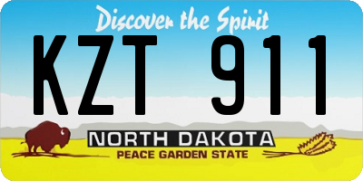 ND license plate KZT911