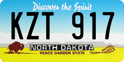 ND license plate KZT917