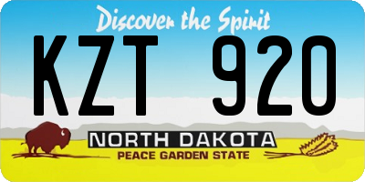 ND license plate KZT920
