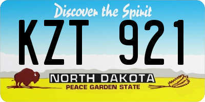 ND license plate KZT921