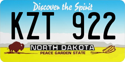 ND license plate KZT922