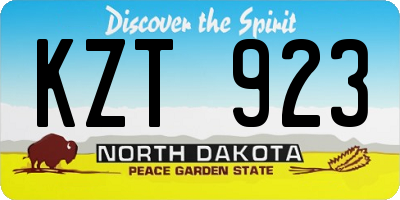 ND license plate KZT923