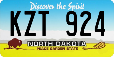 ND license plate KZT924