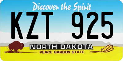 ND license plate KZT925