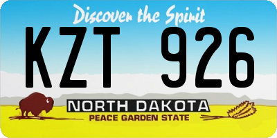 ND license plate KZT926