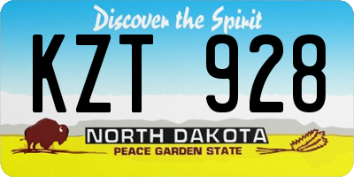 ND license plate KZT928