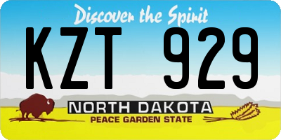 ND license plate KZT929