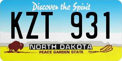 ND license plate KZT931