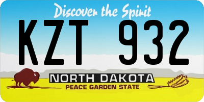 ND license plate KZT932