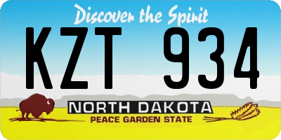 ND license plate KZT934