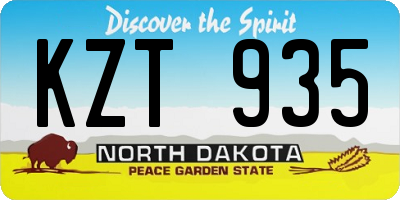 ND license plate KZT935