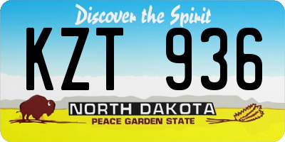 ND license plate KZT936