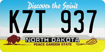 ND license plate KZT937