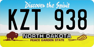 ND license plate KZT938