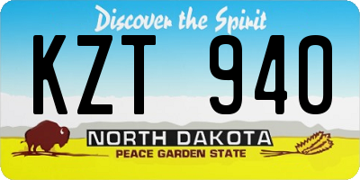 ND license plate KZT940