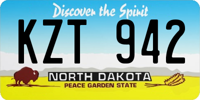 ND license plate KZT942