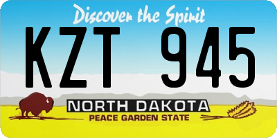 ND license plate KZT945