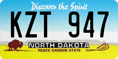 ND license plate KZT947