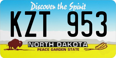 ND license plate KZT953