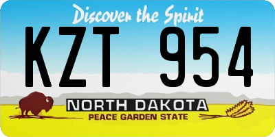 ND license plate KZT954