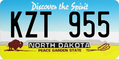 ND license plate KZT955