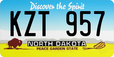 ND license plate KZT957