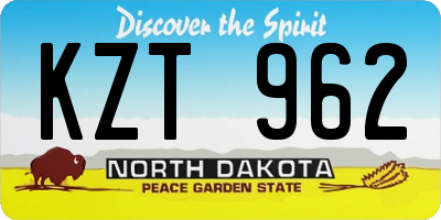 ND license plate KZT962