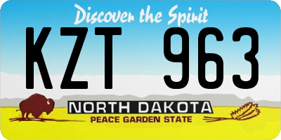 ND license plate KZT963