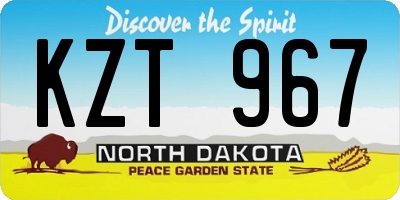 ND license plate KZT967
