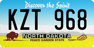 ND license plate KZT968