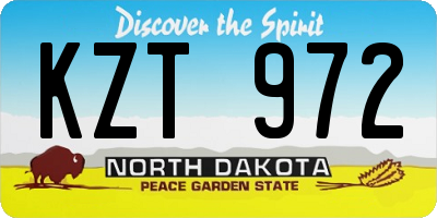 ND license plate KZT972