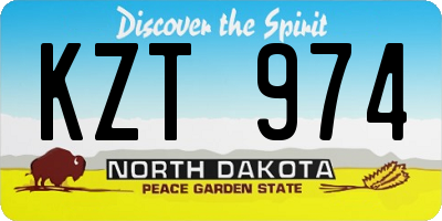 ND license plate KZT974