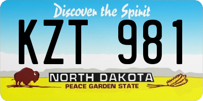 ND license plate KZT981