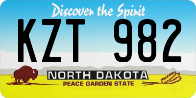 ND license plate KZT982