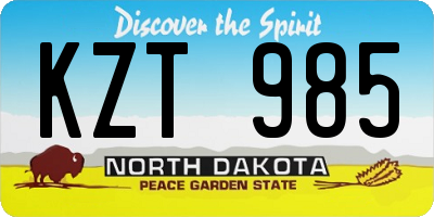 ND license plate KZT985