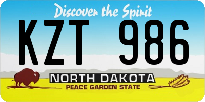 ND license plate KZT986