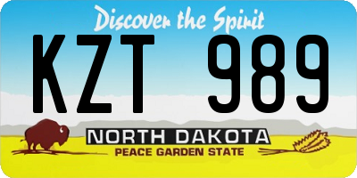 ND license plate KZT989